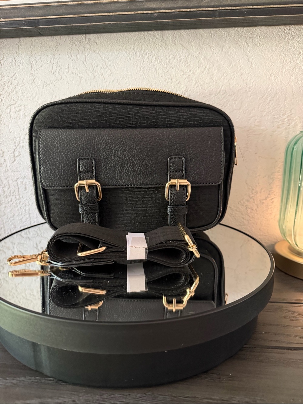 New Black Crossbody Bag with Gold Hardware